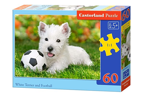 Castorland (B-06823) - "White Terrier and Football" - 60 Teile Puzzle