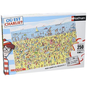Nathan (86947) - "Wo ist Charlie? Charlie am Strand" - 250 Teile Puzzle