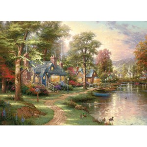 Schmidt Spiele (57452) - Thomas Kinkade: "Am See" - 1500 Teile Puzzle