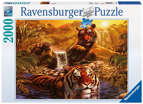 Ravensburger (16646) - "Tigers' Bathing" - 2000 Teile Puzzle