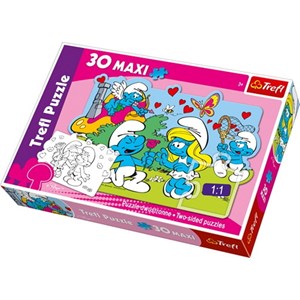 Trefl (14168) - "Maxi Pieces Recto / Verso: Courting the Smurfette" - 30 Teile Puzzle