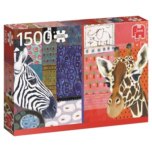Jumbo (18585) - Eugen Stross: "Zebra und Giraffe" - 1500 Teile Puzzle