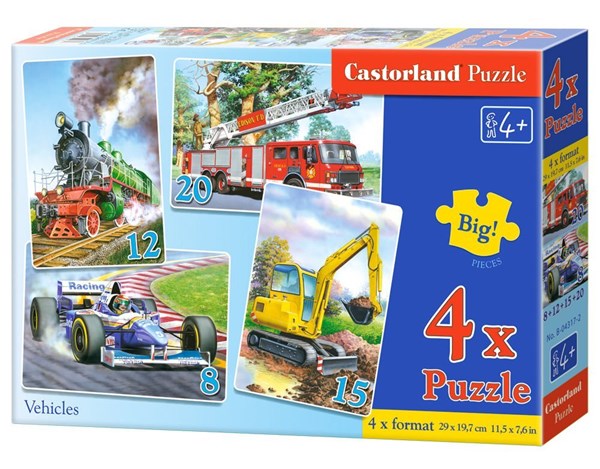 Castorland (B-04089) - "4 Vehicles" - 8 12 15 20 Teile Puzzle
