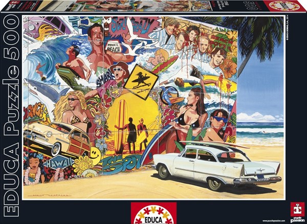 Educa (15968) - Alain Bertrand: "Surf Mural" - 500 Teile Puzzle
