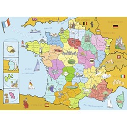 Nathan (86933) - "Karte von Frankreich" - 250 Teile Puzzle