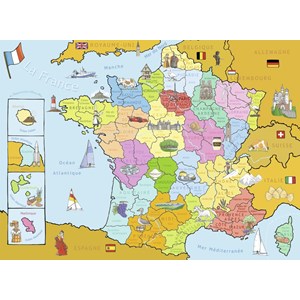 Nathan (86933) - "Karte von Frankreich" - 250 Teile Puzzle