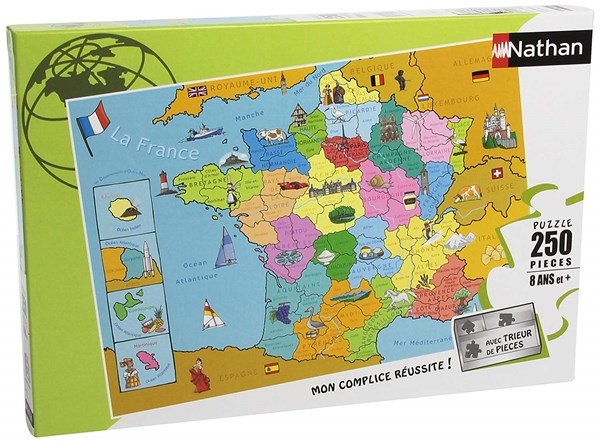 Nathan (86933) - "Karte von Frankreich" - 250 Teile Puzzle