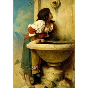 Grafika (00453) - Leon Bonnat: "Fille Romaine à la Fontaine, 1875" - 1000 Teile Puzzle