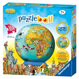 Ravensburger (12212) - "Puzzleball Globe" - 108 Teile Puzzle