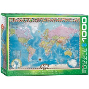 Eurographics (6000-0557) - "Weltkarte mit Flaggen" - 1000 Teile Puzzle