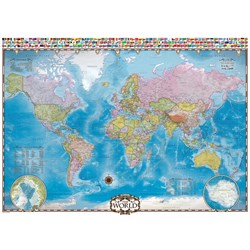 Eurographics (6000-0557) - "Weltkarte mit Flaggen" - 1000 Teile Puzzle