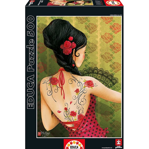 Educa (16275) - Misstigri: "Mädchen mit Fächer" - 500 Teile Puzzle