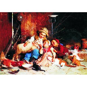 Gold Puzzle (60270) - Gaetano Chierici: "Farmyard Rascals" - 1000 Teile Puzzle