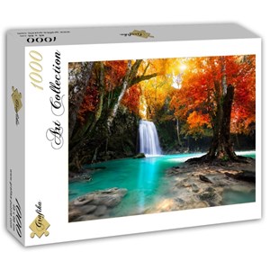 Grafika (T-00081) - "Deep Forest Waterfall" - 1000 Teile Puzzle