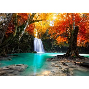 Grafika (T-00081) - "Deep Forest Waterfall" - 1000 Teile Puzzle