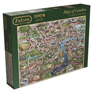 Falcon (11086) - Adrian Chesterman: "Sehenswürdigkeiten von London auf einer Karte" - 1000 Teile Puzzle