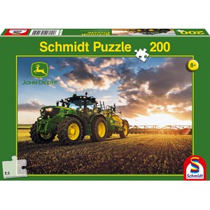 Schmidt Spiele (56145) - "Traktor John Deer 6150R mit Güllefass" - 200 Teile Puzzle