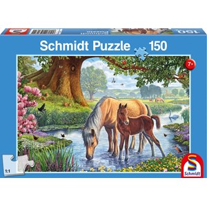 Schmidt Spiele (56161) - "Pferde am Bach" - 150 Teile Puzzle