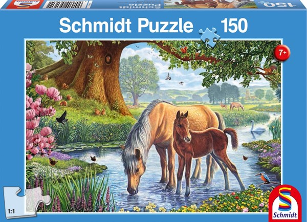 Schmidt Spiele (56161) - "Pferde am Bach" - 150 Teile Puzzle