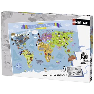 Nathan (86806) - "Weltkarte (auf Französisch)" - 150 Teile Puzzle