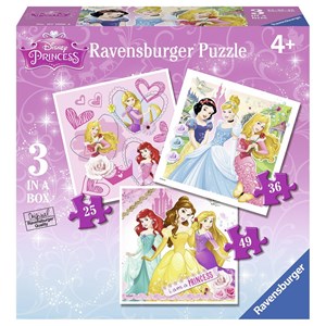 Ravensburger (07008) - "Disney Princess" - 25 36 49 Teile Puzzle