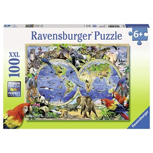 Ravensburger (10540) - "Tierisch um die Welt" - 100 Teile Puzzle