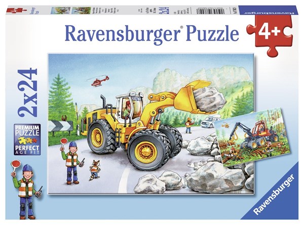 Ravensburger (07802) - "Bagger und Waldtraktor" - 24 Teile Puzzle