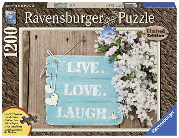 Ravensburger (19913) - "Wood Finish, Live, Love, Laugh" - 1200 Teile Puzzle