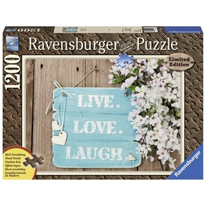 Ravensburger (19913) - "Wood Finish, Live, Love, Laugh" - 1200 Teile Puzzle