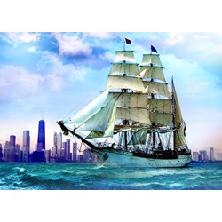 Trefl (371208) - "Segelschiff vor Chicago" - 500 Teile Puzzle