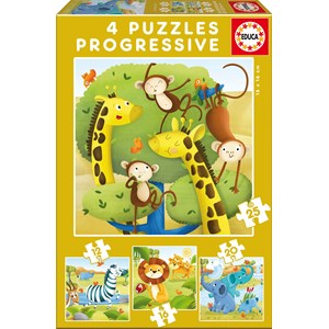 Educa (17147) - "Wild Animals" - 12 16 20 25 Teile Puzzle