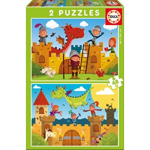 Educa (17151) - "Drachen und Ritter" - 48 Teile Puzzle