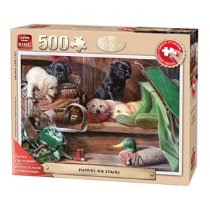 King International (05533) - "Puppies on Stairs" - 500 Teile Puzzle