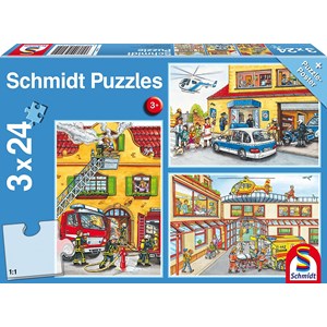Schmidt Spiele (56215) - "Feuerwehr und Polizei" - 24 Teile Puzzle