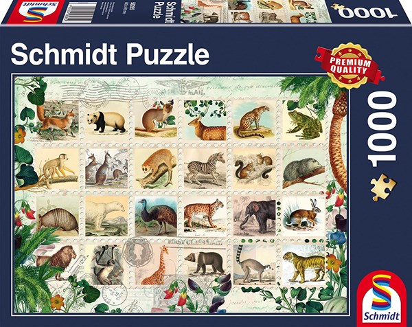 Schmidt Spiele (58285) - "Tierische Briefmarkensammlung" - 1000 Teile Puzzle