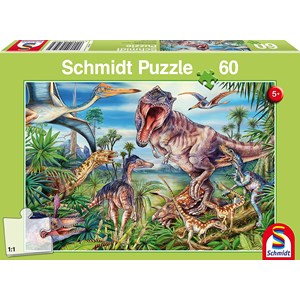 Schmidt Spiele (56193) - "Bei den Dinosauriern" - 60 Teile Puzzle