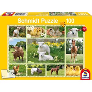Schmidt Spiele (56194) - "Tierkinder auf dem Bauernhof" - 100 Teile Puzzle