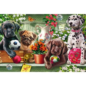 Schmidt Spiele (56198) - "Verspielte Hundekinde" - 200 Teile Puzzle