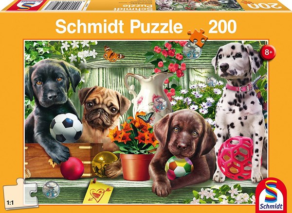 Schmidt Spiele (56198) - "Verspielte Hundekinde" - 200 Teile Puzzle