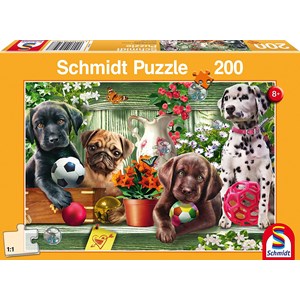 Schmidt Spiele (56198) - "Verspielte Hundekinde" - 200 Teile Puzzle