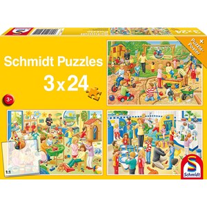 Schmidt Spiele (56201) - "Ein Tag im Kindergarten" - 24 Teile Puzzle