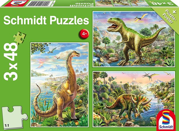 Schmidt Spiele (56202) - "Abenteuer mit den Dinosauriern" - 48 Teile Puzzle