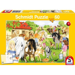 Schmidt Spiele (56205) - "Spaß auf dem Ponyhof" - 60 Teile Puzzle