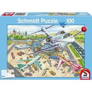 Schmidt Spiele (56206) - "Ein Tag am Flughafen" - 100 Teile Puzzle