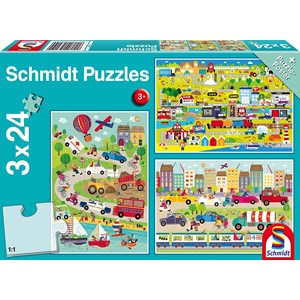 Schmidt Spiele (56219) - "Bunte Welt der Fahrzeuge" - 24 Teile Puzzle