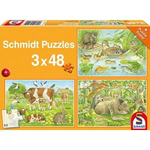 Schmidt Spiele (56222) - "Tierfamilien" - 48 Teile Puzzle