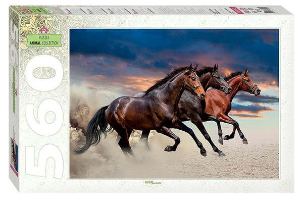 Step Puzzle (78093) - "Aufgeschreckte Wildpferde" - 560 Teile Puzzle