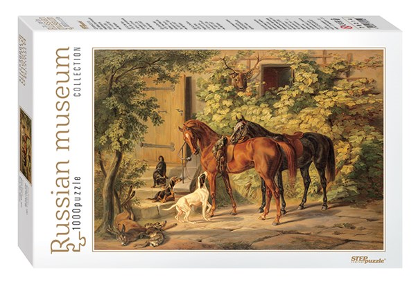 Step Puzzle (79214) - Albrecht Adam: "Pferde auf der Veranda" - 1000 Teile Puzzle