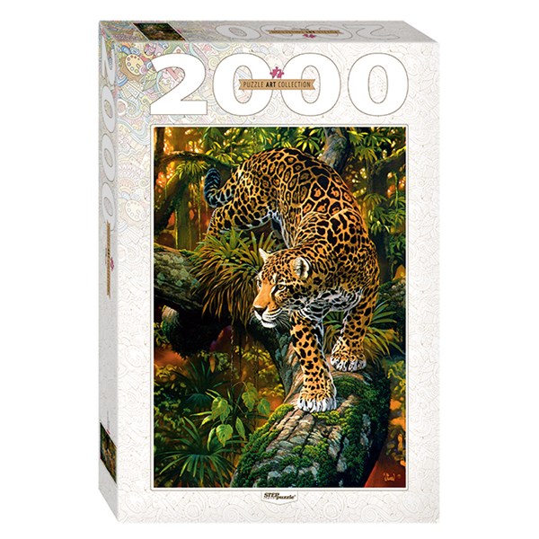 Step Puzzle (84027) - "Heranschleichender Leopard" - 2000 Teile Puzzle