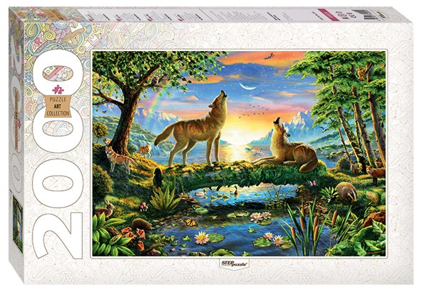 Step Puzzle (84029) - "Wolfsheulen bei Sonnenuntergang" - 2000 Teile Puzzle